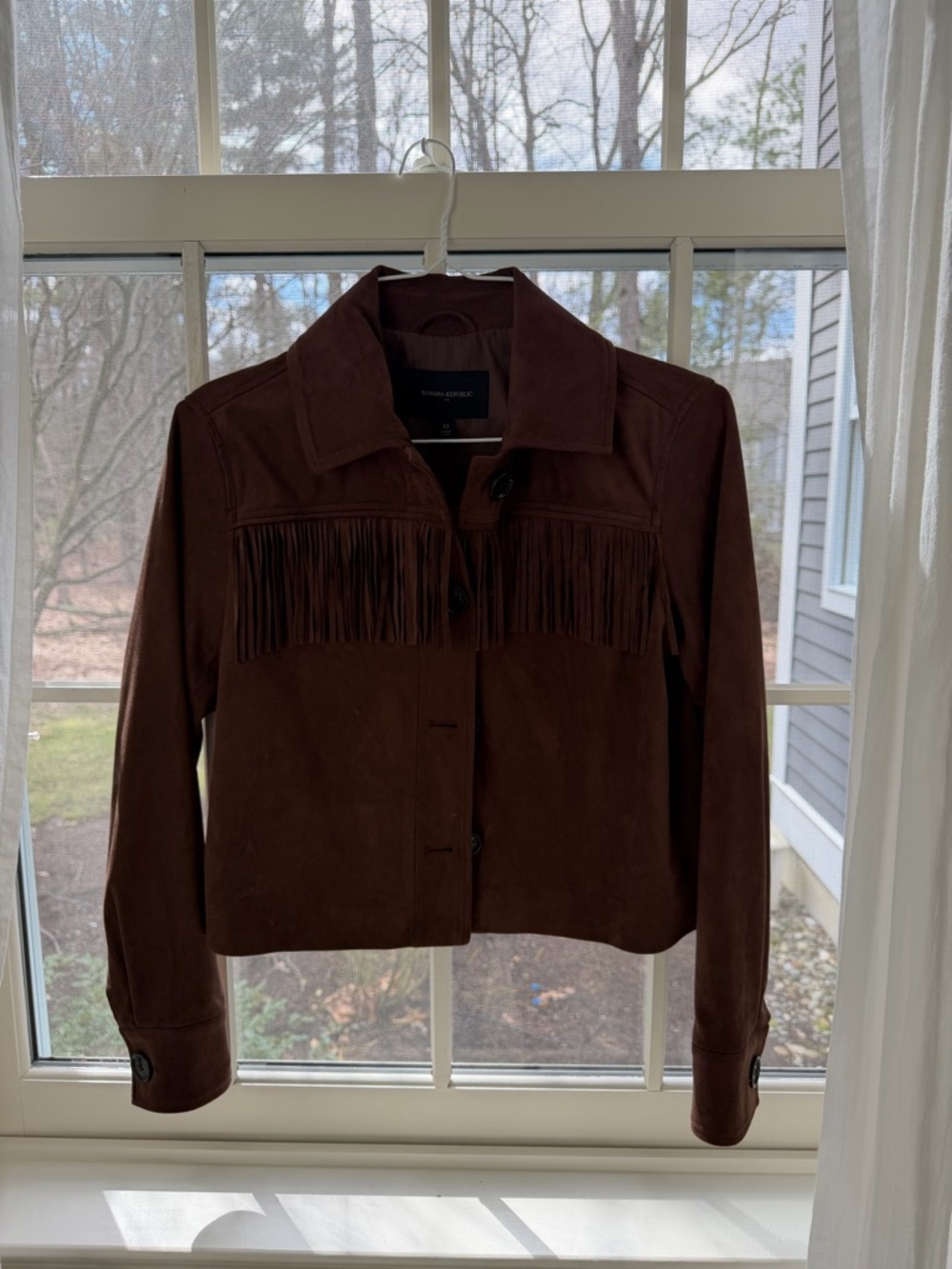 Banana Republic Brown Vegan Suede Fringe Jacket